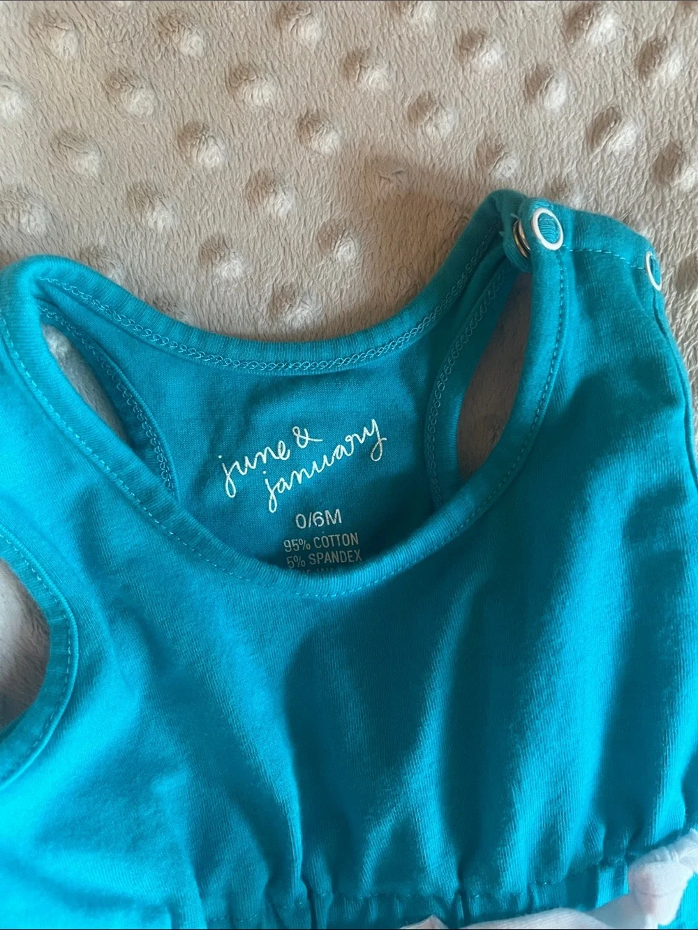 june & january Teal Baby Tank One-Piece with White Tie
